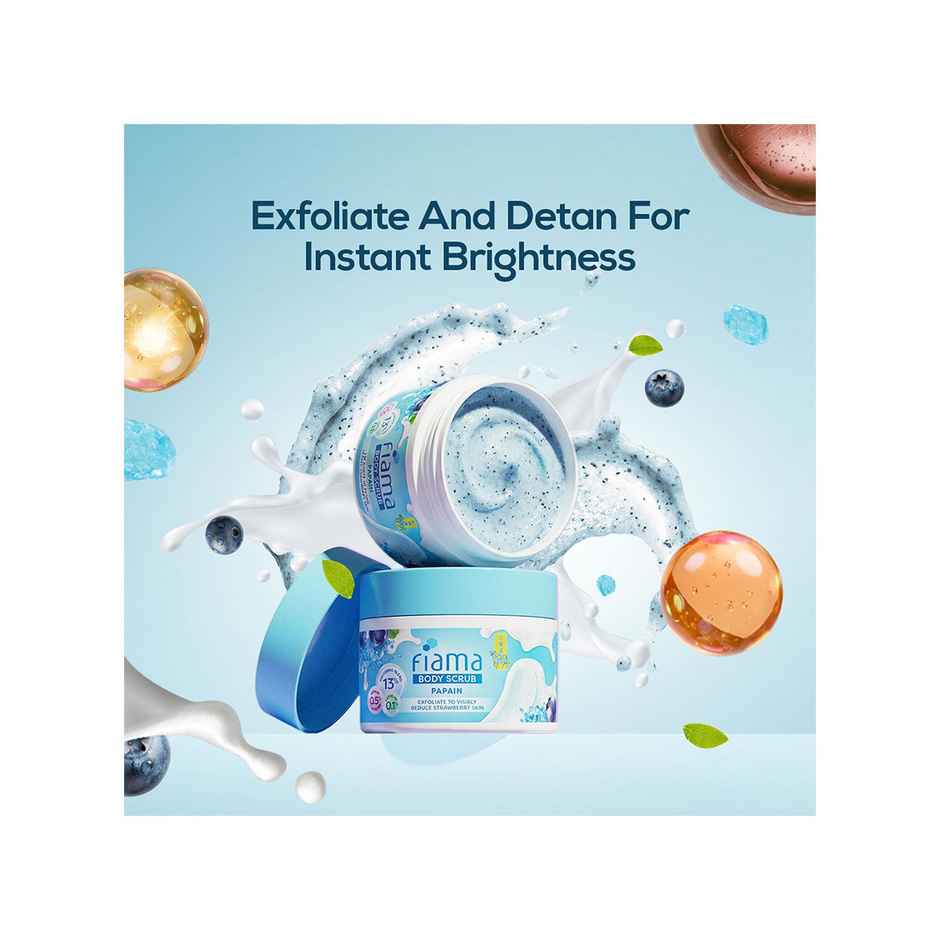 Fiama Strawberry Skin Polishing Body Scrub, with Papain Enzyme For Polished Glow