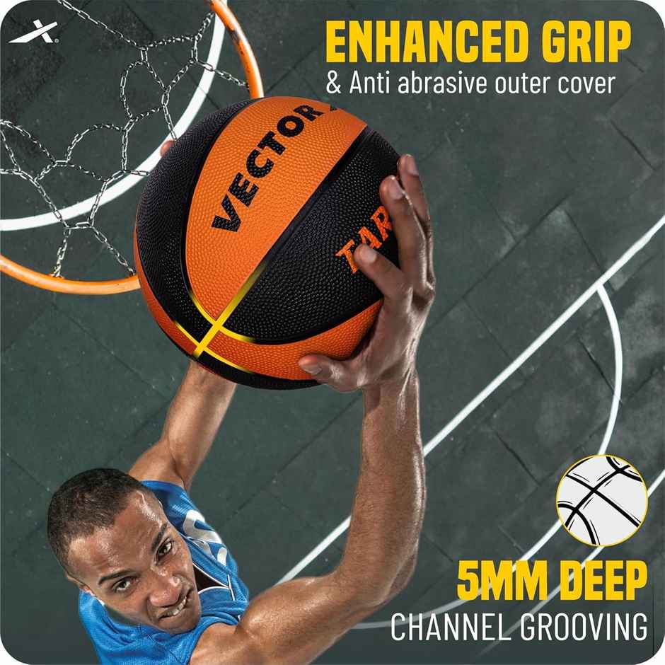 Vector X Target 8 Panel Rubberized Moulded Basketball | Size - 7