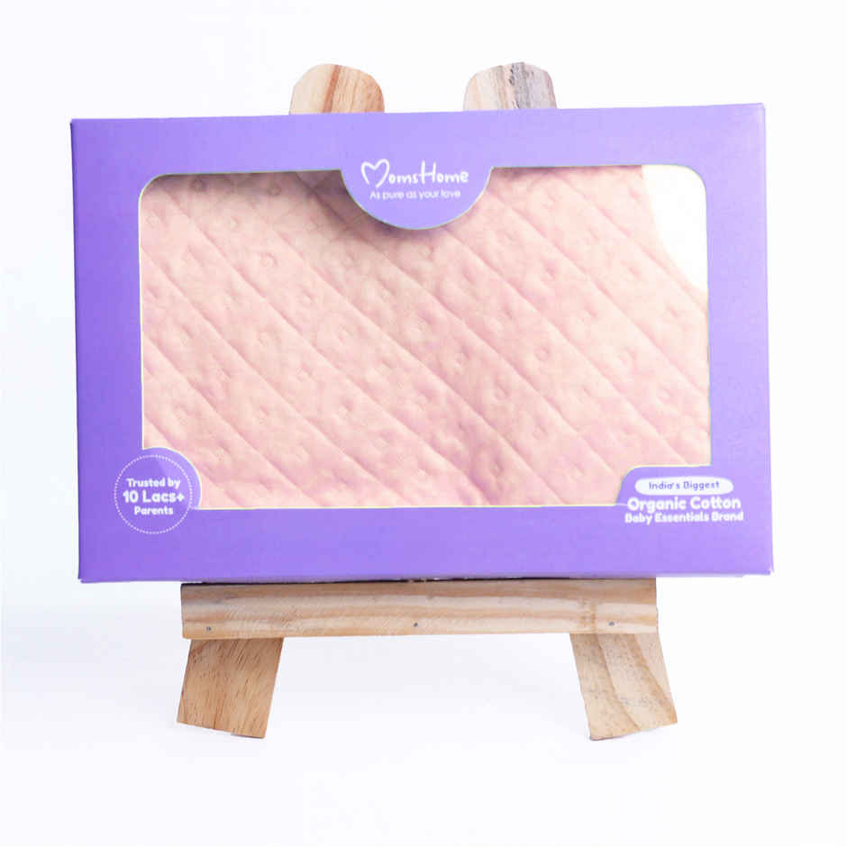 Moms Home Ultra Soft Cotton Baby Hooded Towel - Peach - 70X70 Cm ( 0-3 Months )