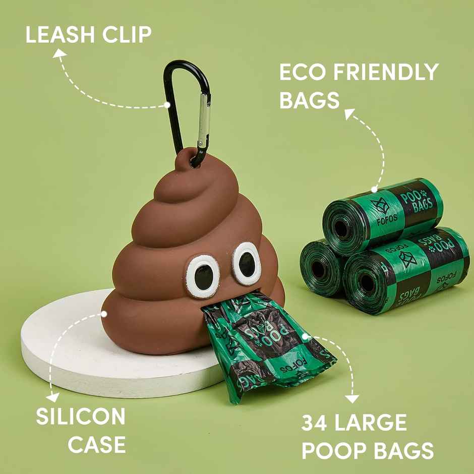 FOFOS Poop Bag Dispenser Set (34 Bags and 1 Dispenser) Biodegradable Bags | Leak Proof Waste Bags