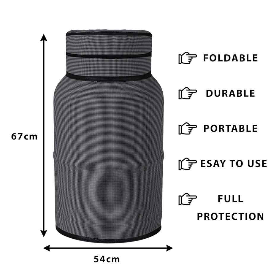 Kuber Industries Mini Check PVC LPG Cylinder Cover for Kitchen | Grey