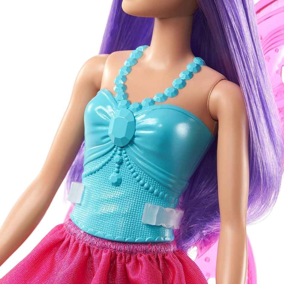 Mattel Barbie Dreamtopia Fairy Doll (11.5-in, Purple Hair) Wearing Skirt, Clip-On Wings & Tiara