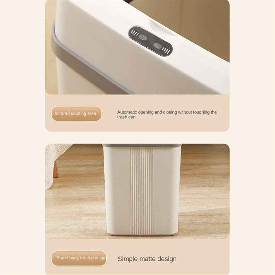 House of Quirk Plastic Smart Automatic Motion Sensor Rectangular Trash Can Square | White