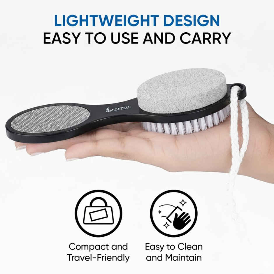 Midazzle 4in1 Foot Filer Pedicure Brush, Pumice Stone, Scrubber |MIFF5202 | Assorted
