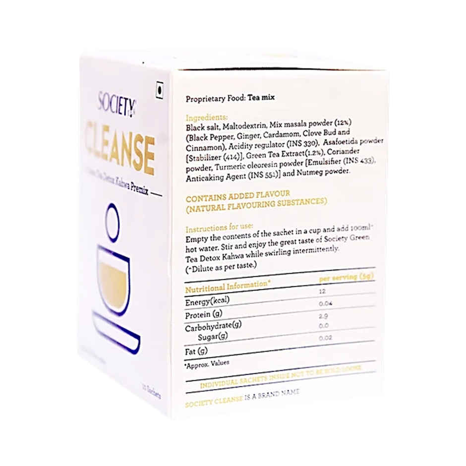 Society Cleanse Green Tea Detox Kahwa Premix Tea Pouch