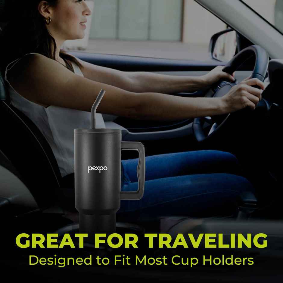 Pexpo Stanzy ISI Certified Double Wall Insulated Stainless Steel Tumbler with Handle | 1.2 L