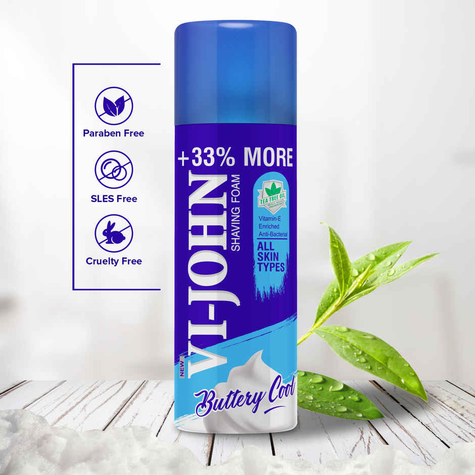 VI JOHN All Skin Shaving Foam With Vitamin E and Tea Tree Oil