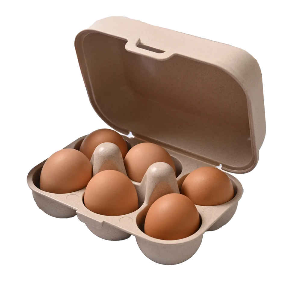 Eha Earth Friendly 6 Grid Kitchen Storage Box For Eggs With Lid| Sand Castle