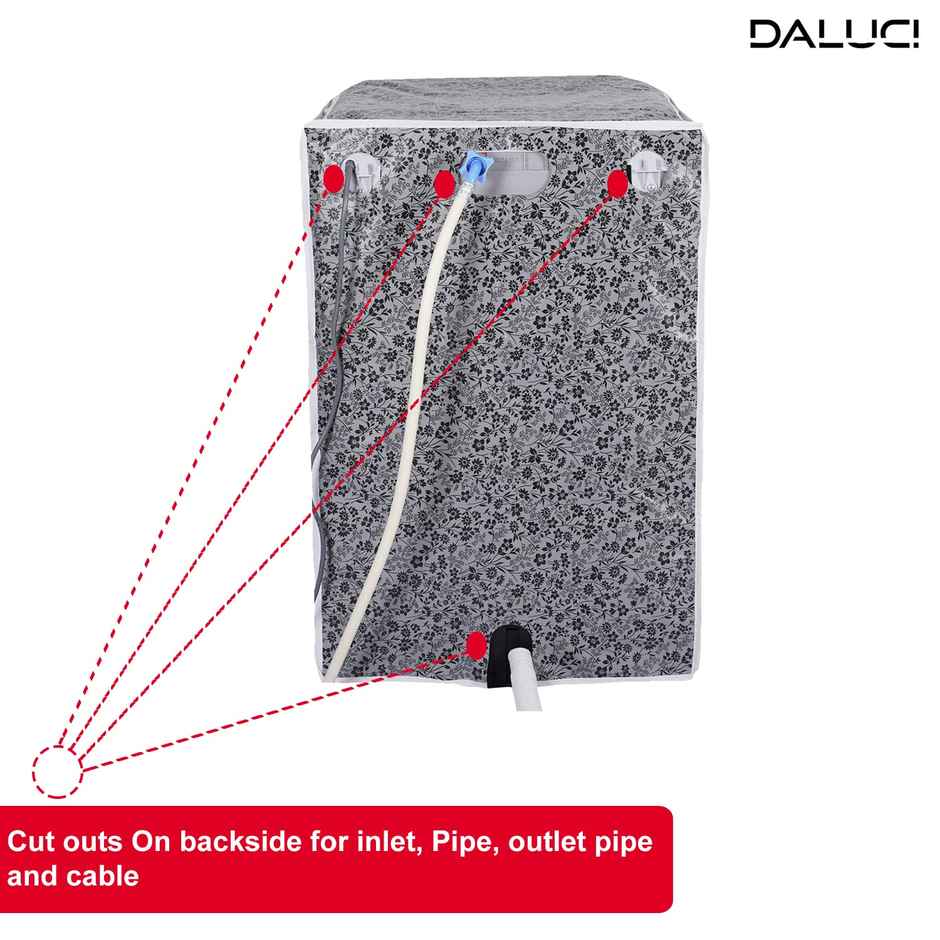 Daluci Top Load Washing Machine Cover for IFB - 6.5-7.5 kg | Black and Grey | 60 x 60 x 90 cm