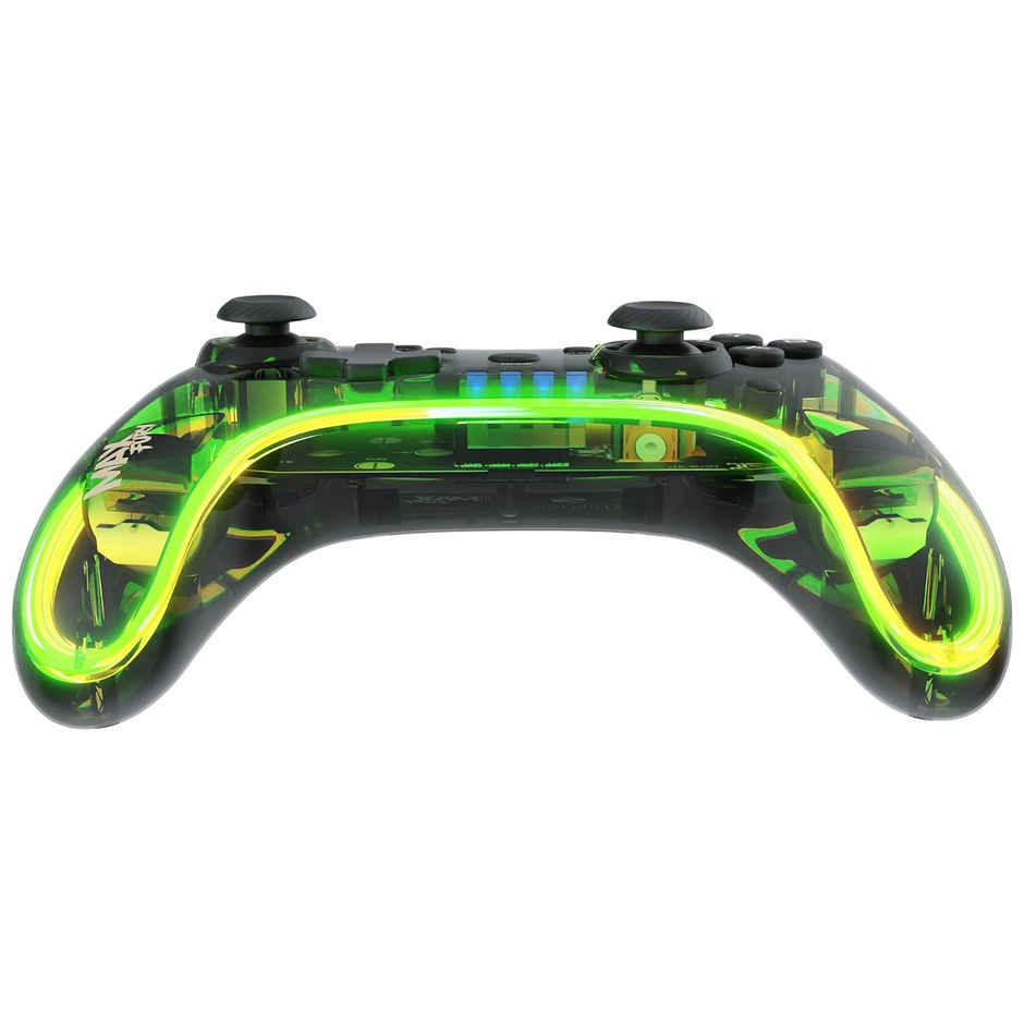 Zebronics MAX FURY Transparent RGB LED Illuminated Wired Gamepad for Windows PC, Android, with Dual analog sticks, Quad front triggers, Dual motors force, Haptic Feedback