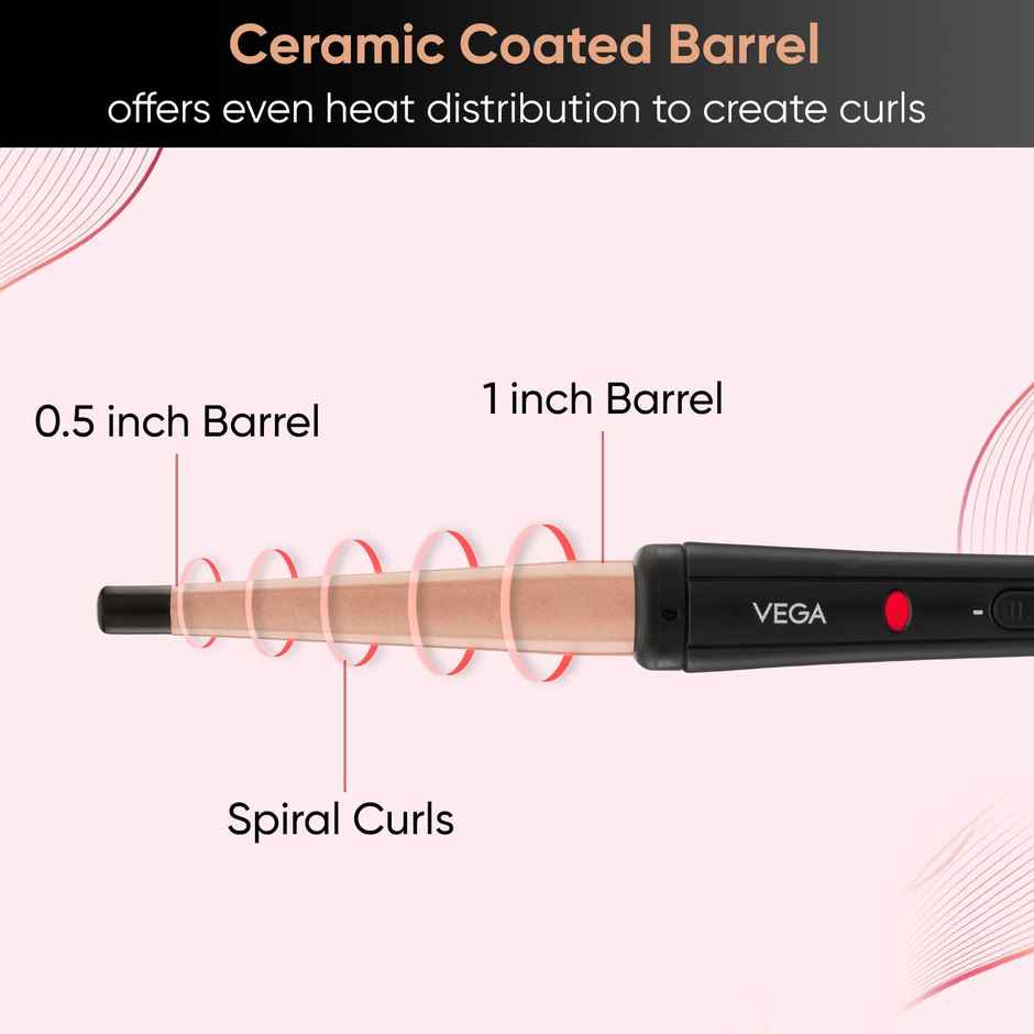 Vega I-Curl Hair Curler for Women with 13mm-25mm Barrel, Quick Heatup Technology, (VHCH-05)