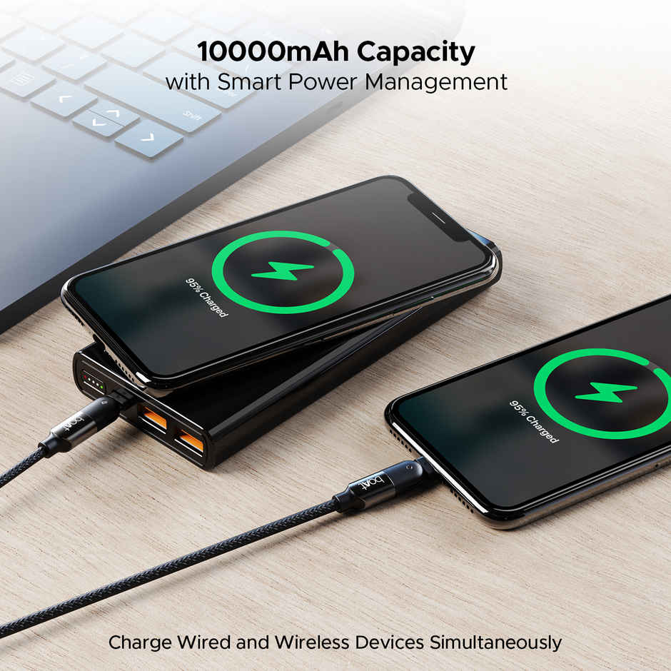 boAt 10000 mAh Wireless Power Bank w/ 15W Wireless Charging - PB310 Wireless Pro (Carbon Black)
