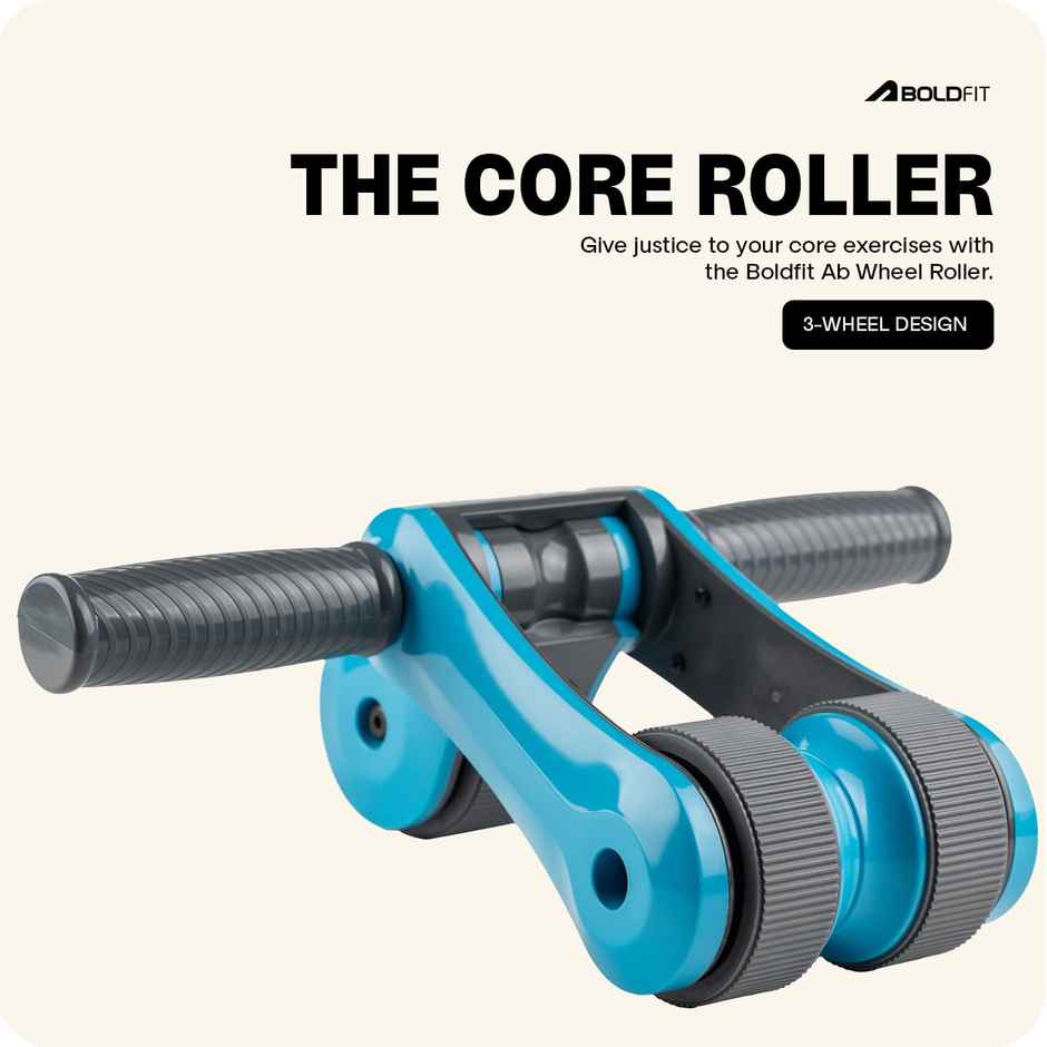 Boldfit Abs Roller for Men & Women | Premium Ab Wheel Roller for Home Workout - Blue