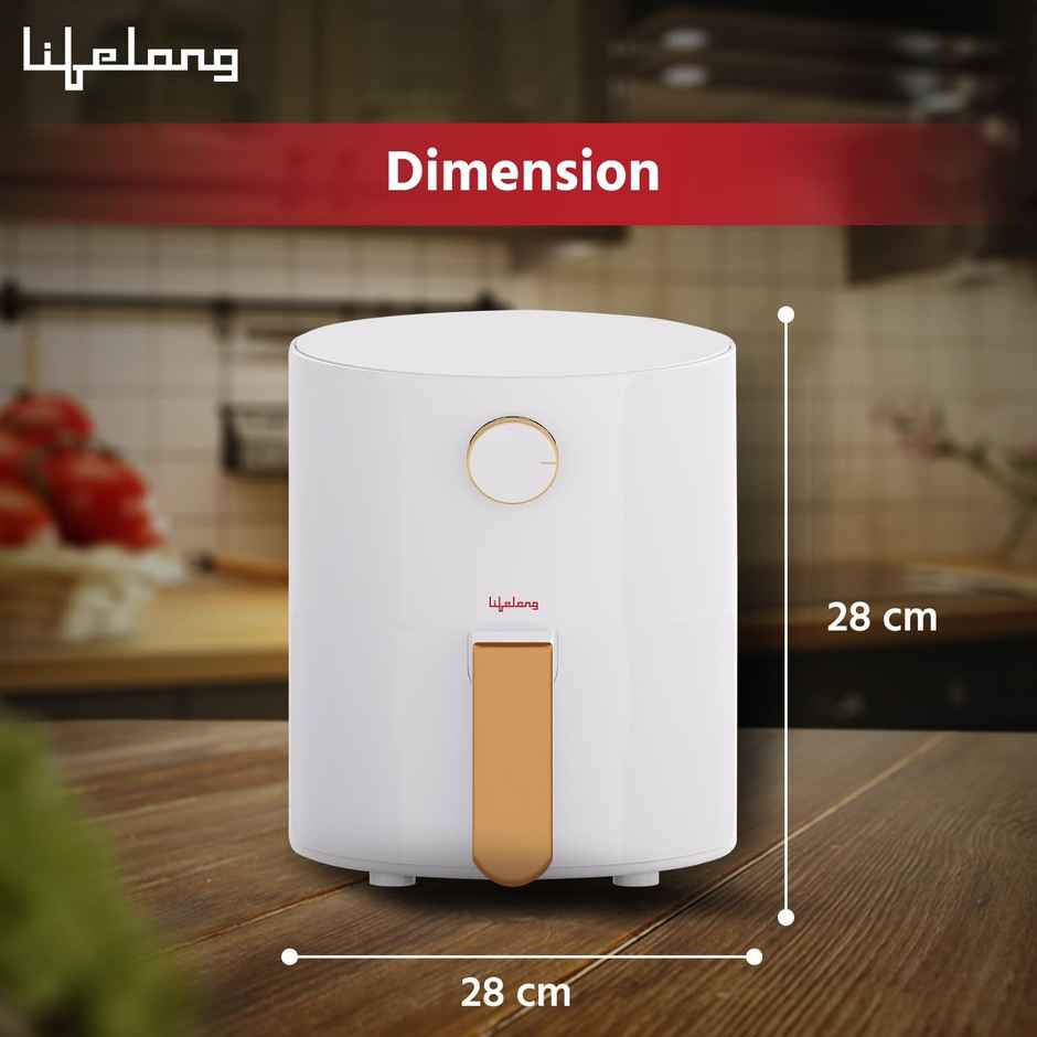 Lifelong 2.5L Air Fryer With Timer Control With Hot Air Circulation Technology (White, Llhf25)