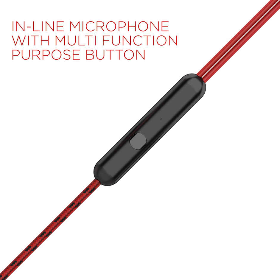 boAt Bassheads 152 in Ear Wired Earphones with Mic (Raging Red)