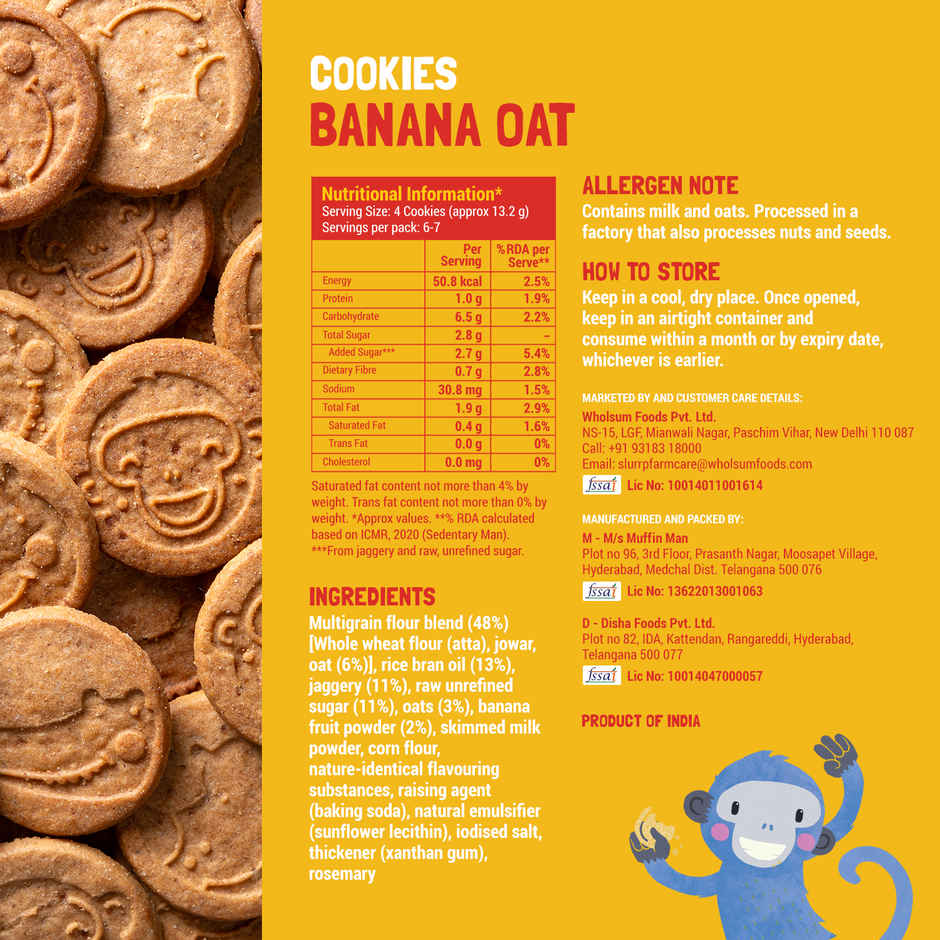 Slurrp Farm Banana Oat and Choco Ragi Cookies | Healthy Cookies Made With Multigrains