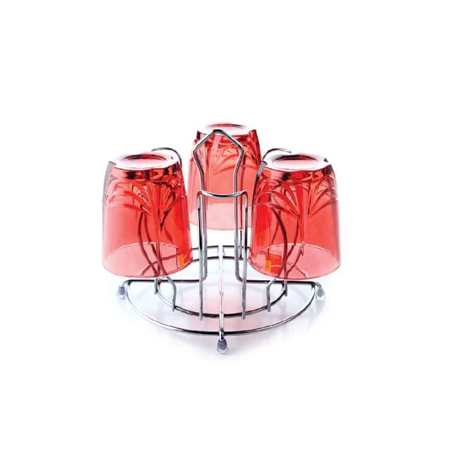 Crystal Stainless Steel Glass Holder for 6 Glasses | Steel Glass Stand for Dining Table/Kitchen