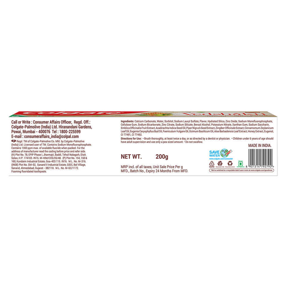 Colgate Vedshakti Anti-Bacterial Toothpaste For Whole Mouth Health With Neem, Clove And Honey Combo