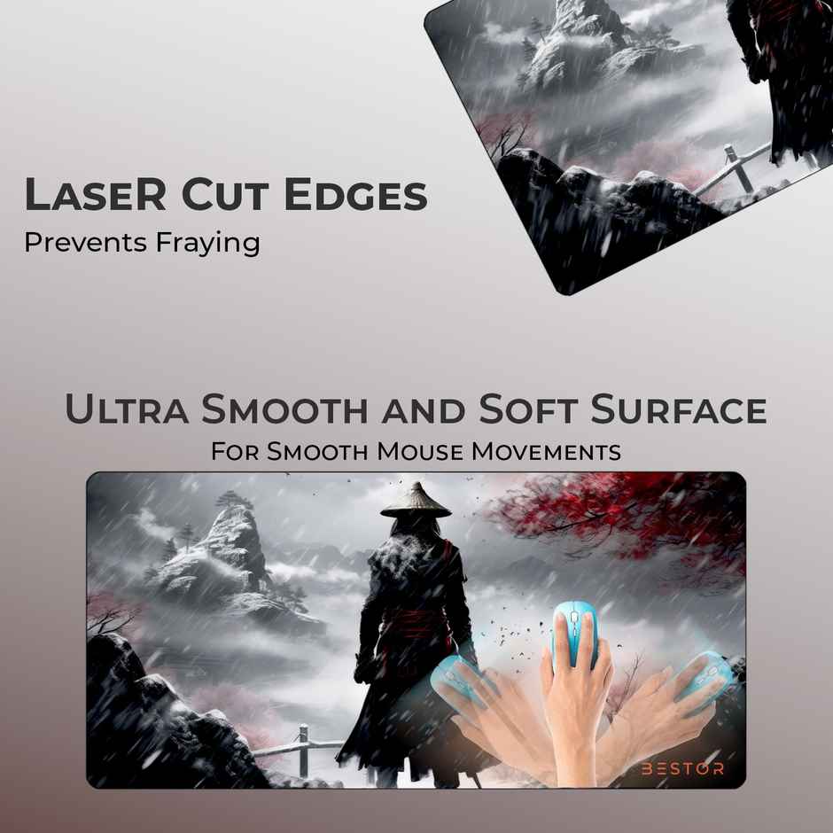 Bestor Anime Samurai Warrior Mouse Pad | 60x34 cm | Non-Slip Gaming Mouse Mat