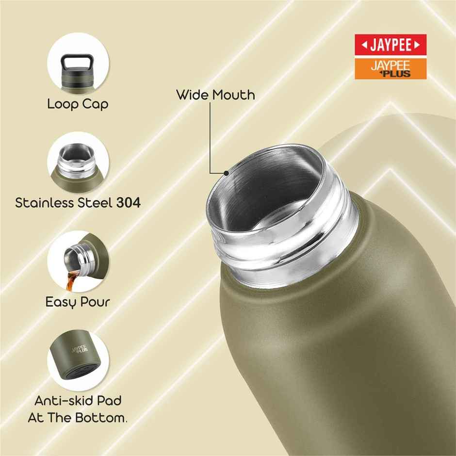 Jaypee Plus Zen ISI certified Stainless Steel Insulated Hot & Cold Water Bottle | Green | 620 ml