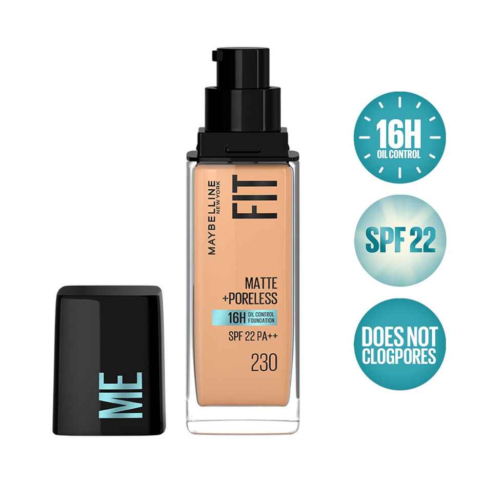 Maybelline New York Fit Me Matte+Poreless 16H Oil Control Foundation With SPF 22, Shade 230