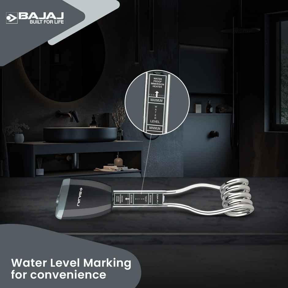Bajaj 1500 Watt Water Proof Immersion Rod Water Heater - Black