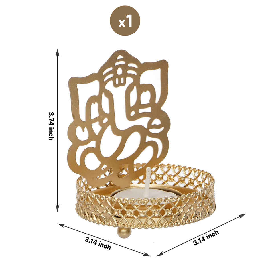 Shadow Ganesh Ji Tealight Candle Holder | Metal | Gold | Party Propz