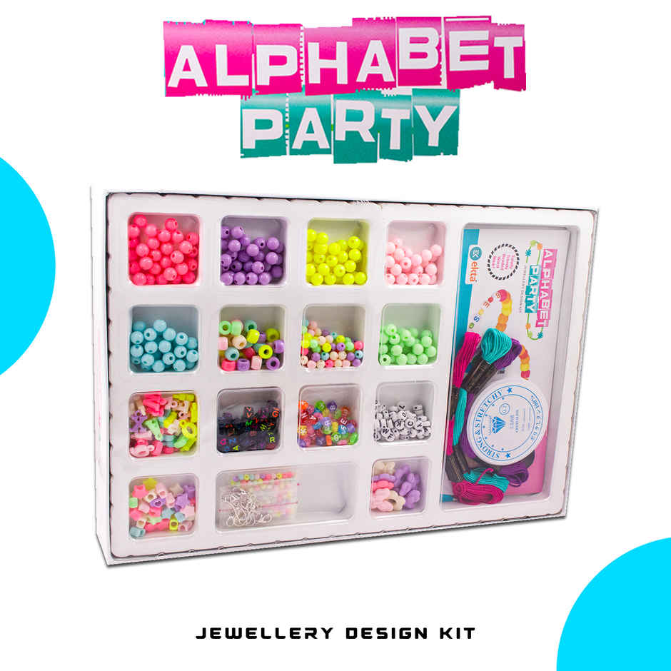 Ekta Alphabet Party Jewellery Kit | Create Bracelet with Alphabet Charm, Beads & Accessories