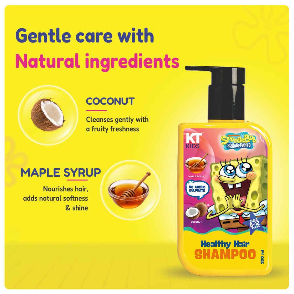 KT Kids Healthy Hair Shampoo Maple Syrup and coconut For Girls 8 to 12 years 1 Pack