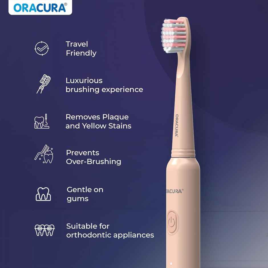 Oracura Sb200 Sonic Lite Rechargeable Electric Toothbrush | Peach