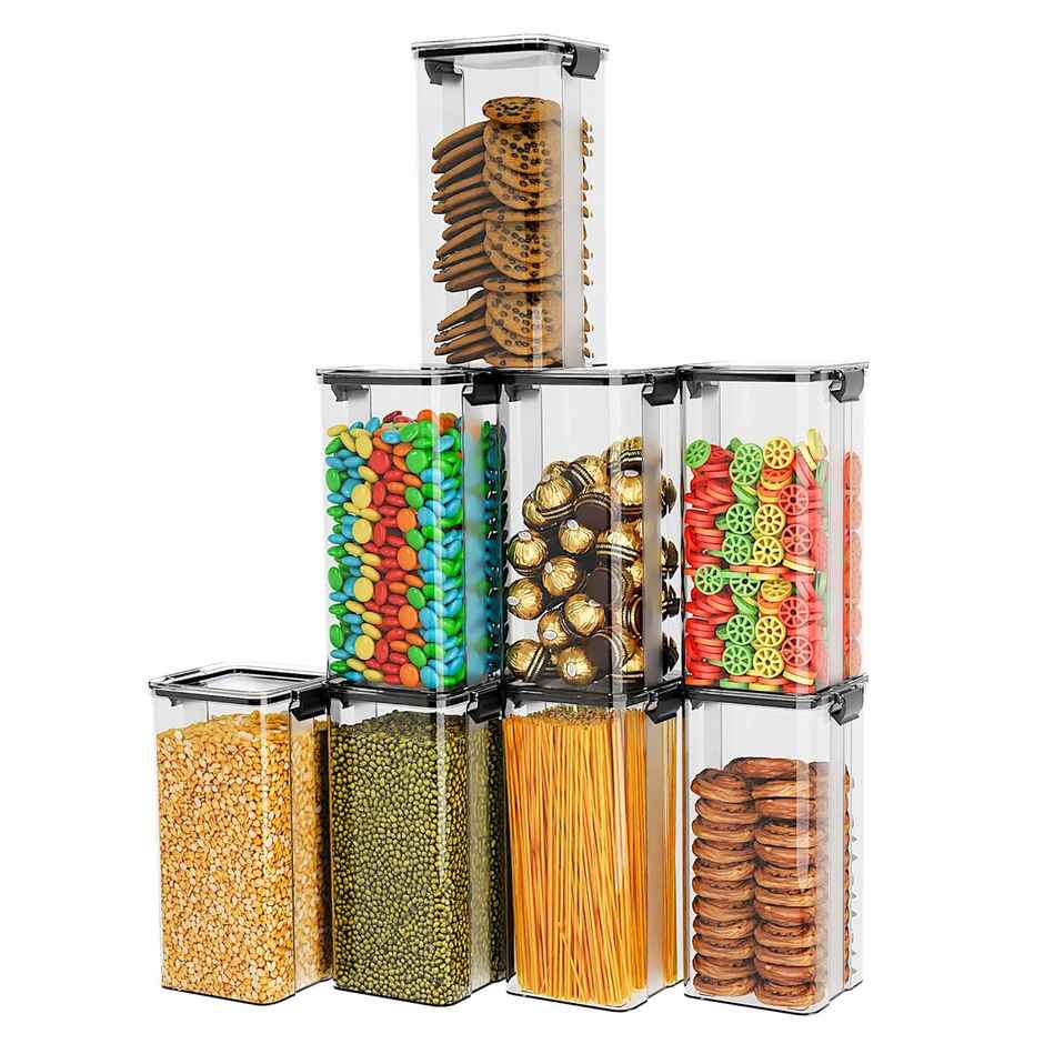 Tex-Ro Airtight with Lockable Plastic Grocery Container for Kitchen Organizer - 1700 ml | Pack of 4