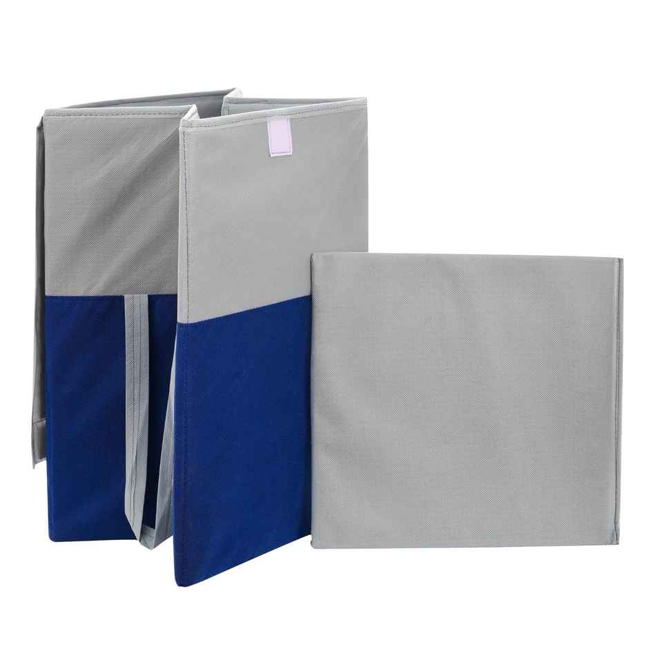 Perpetual Laundry Cloth Basket | 75L Waterproof Foldable Bag with Lid | Grey-Blue