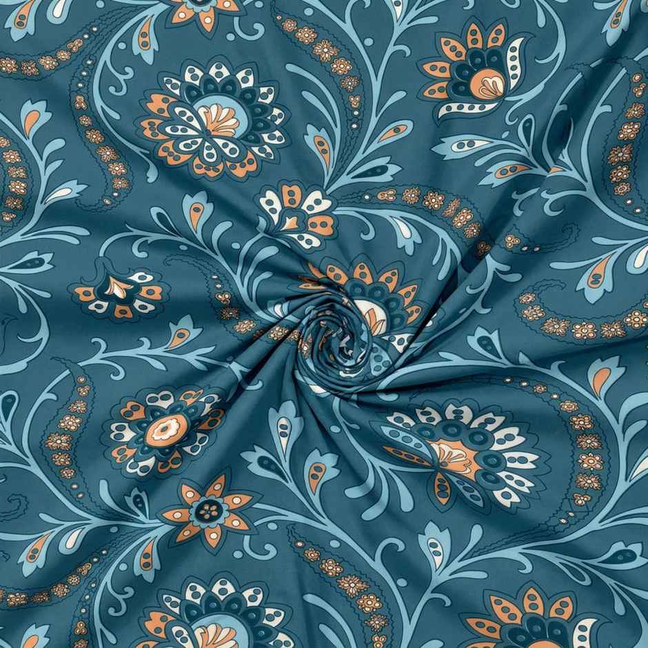 Status Crown Superfine Microfiber Single Bedsheet | Blue Paisley | 150 x 220 cm