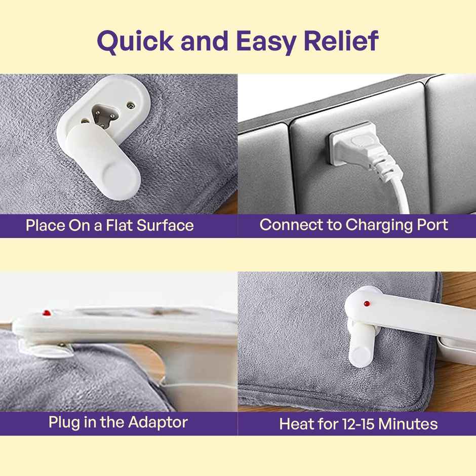 Boldfit Careforce Electric Hot Water Bag With Pouch Hot Bags For Pain Relief Premium Grey