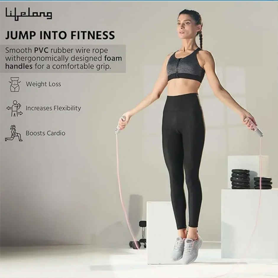 Lifelong LLSR07 Skipping Rope with Counter | Tangle-Free, 290cm (Pink)