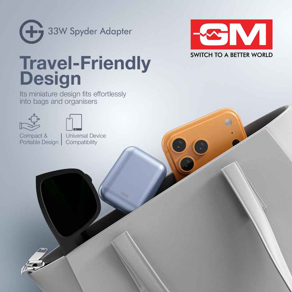 GM G Plus 33W Spyder GaN Charger with Dual Port Fast Charging | Grey
