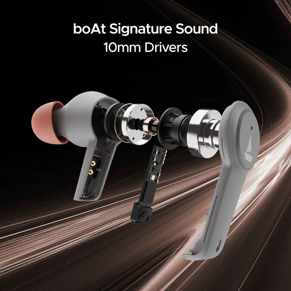 boAt Airdopes 411 ANC TWS Earbuds with  Active Noise Cancellation Up To 17.5 Hours Playback - Grey Hurricane