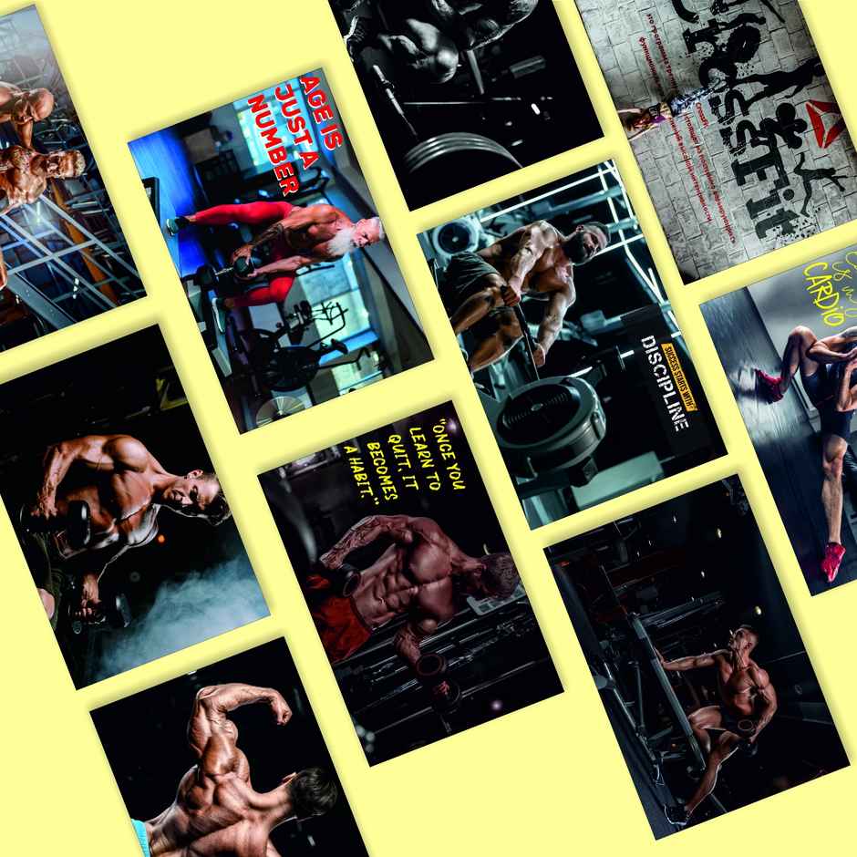 Paper Plane Design Motivational Gym/Fitness Workout Posters | Set of 10 | (12 Inch x 18 Inch) D5