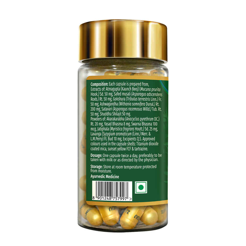 Zandu Ashwagandha Gold Plus Made with 24K Pure gold 9 Potent Herbs, Helps Improves Strength