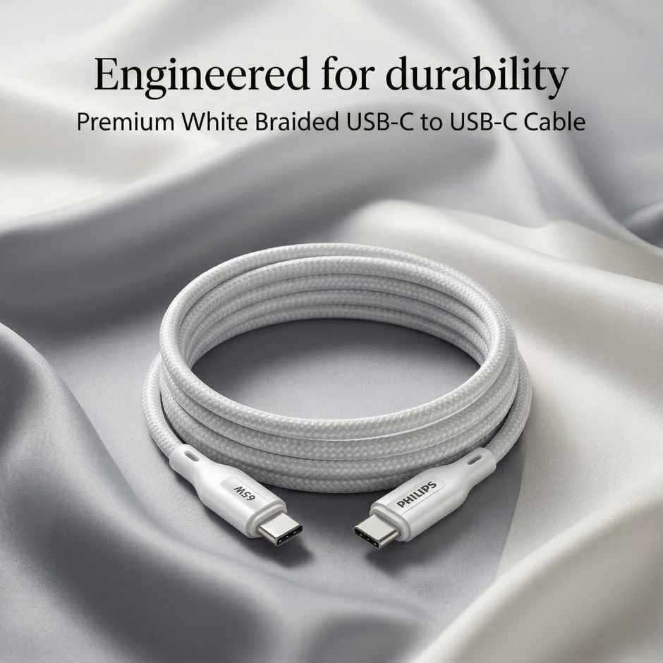 Philips DLC4130CW/94 65W USB Type-C to Type-C Fast Charging Cable | Nylon Braided | 1m