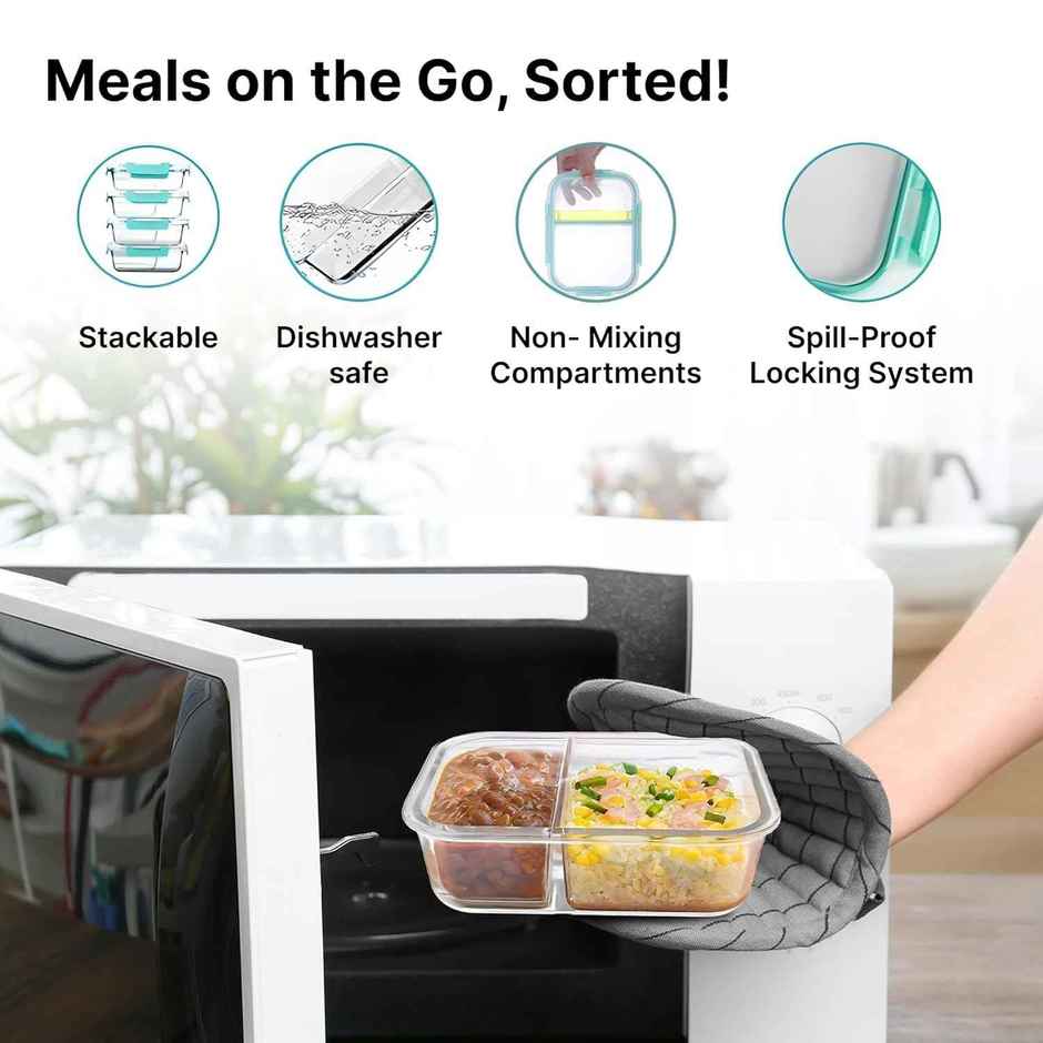 The Better Home Compartment Glass Lunch Box 570Ml