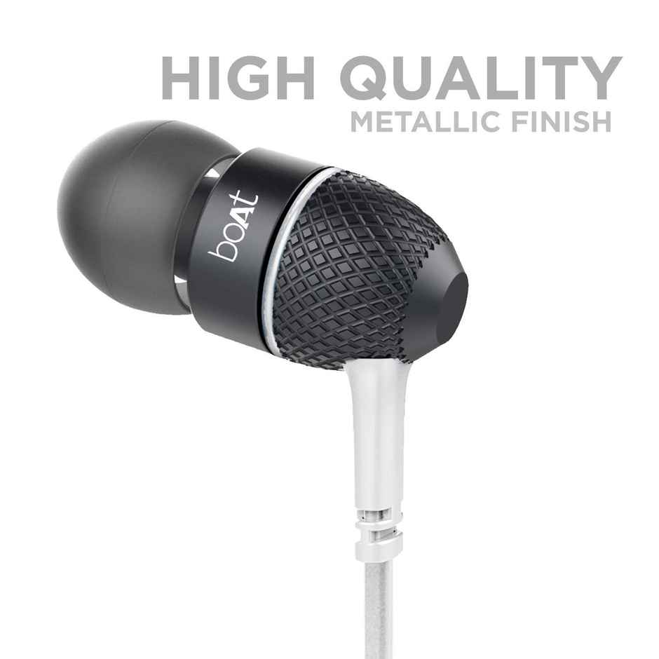 boAt Bassheads 220 in-Ear Wired Headphones with Mic (Frosty White)