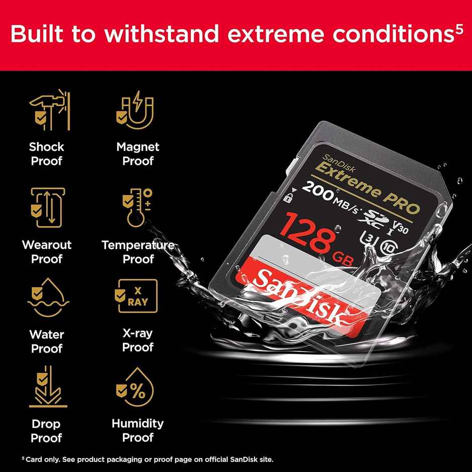 Sandisk Extreme Pro Sd Uhs I 128Gb Card For 4K Video ,200Mb/S Read & 140Mb/S Write