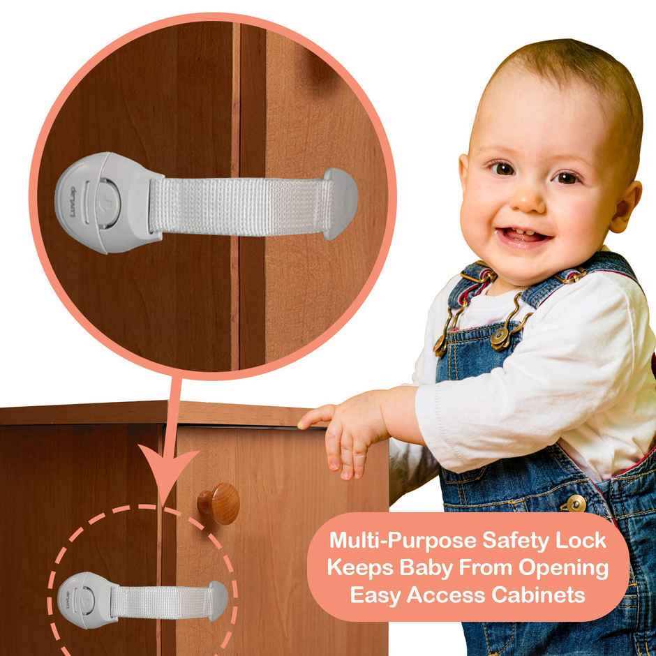 LuvLap Baby Safety Furniture Locks | Pack of 10 | Adjustable and Flexible with 3M Adhesive