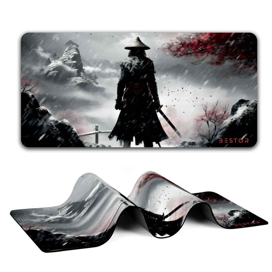 Bestor Anime Samurai Warrior Mouse Pad | 60x34 cm | Non-Slip Gaming Mouse Mat
