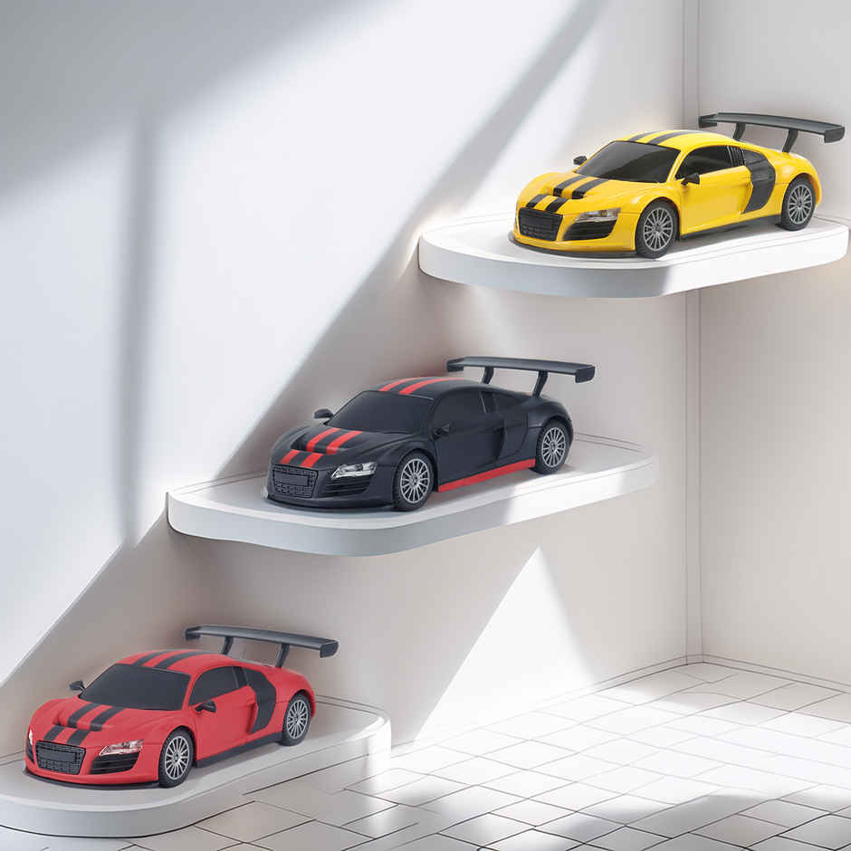 Race N Roll 1:24 Rechargeable Hi Speed Mini Remote Control Car - Aud Matt Black With Red Stripes