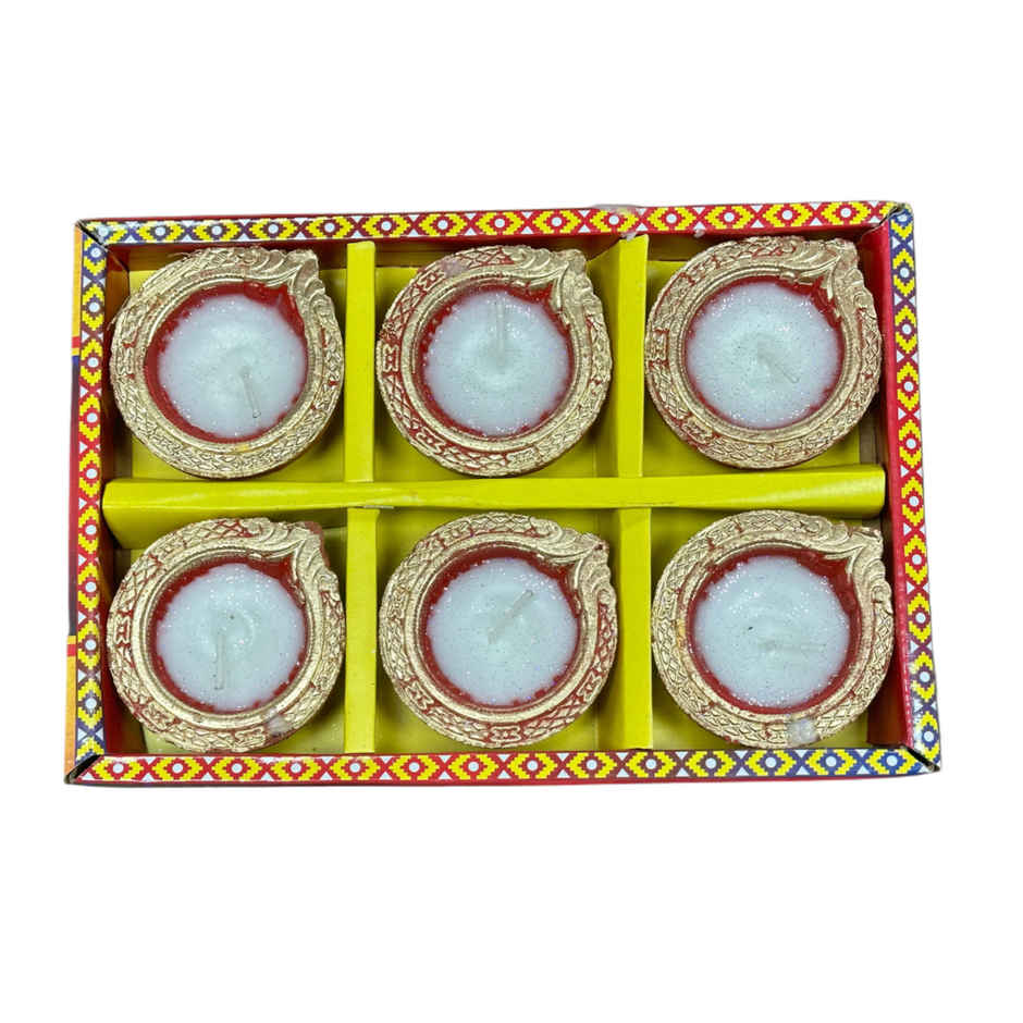 Matka Wax Diya | Multicolour | Pack Of 6 | Designer Wax Diya | Clay | Pichai