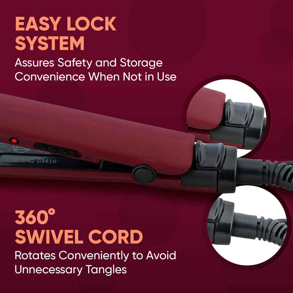 VEGA VHSH-44 (45W) Women's Sleak On Hair Straightener with Ceramic Coated Plate - Red