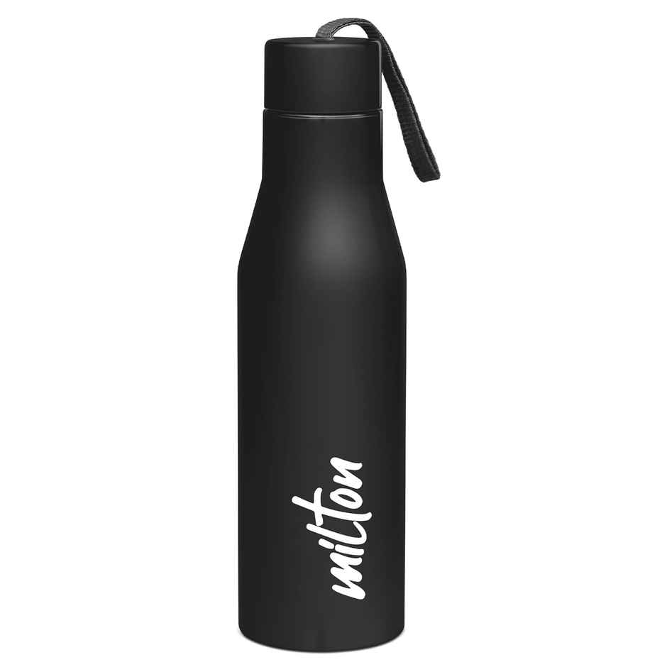 Milton Stainless Steel Super Water Bottle Single Walled Leak Proof | Black | 1 L