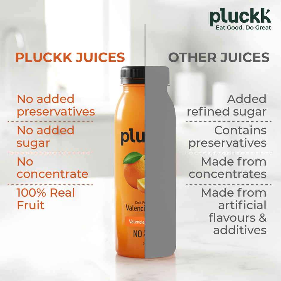 Pluckk Cold Pressed Extracted Valencia Orange Juice | No Preservatives | No Added Sugar